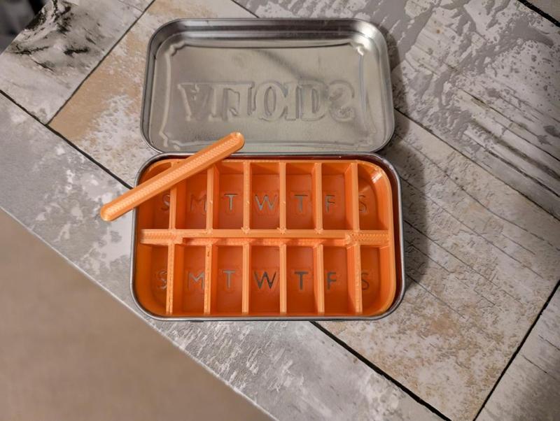 Altoids Tin Insert Days of Week Medicine Holder