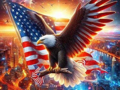 AMERICAN LITHOPHANE eagle and flag