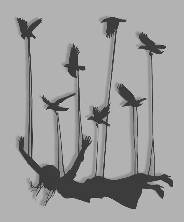 Mujer Volando con Pajaros