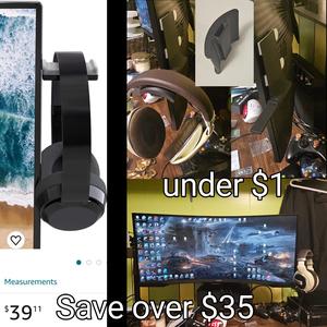 Monitor Mounted Headphone Holder