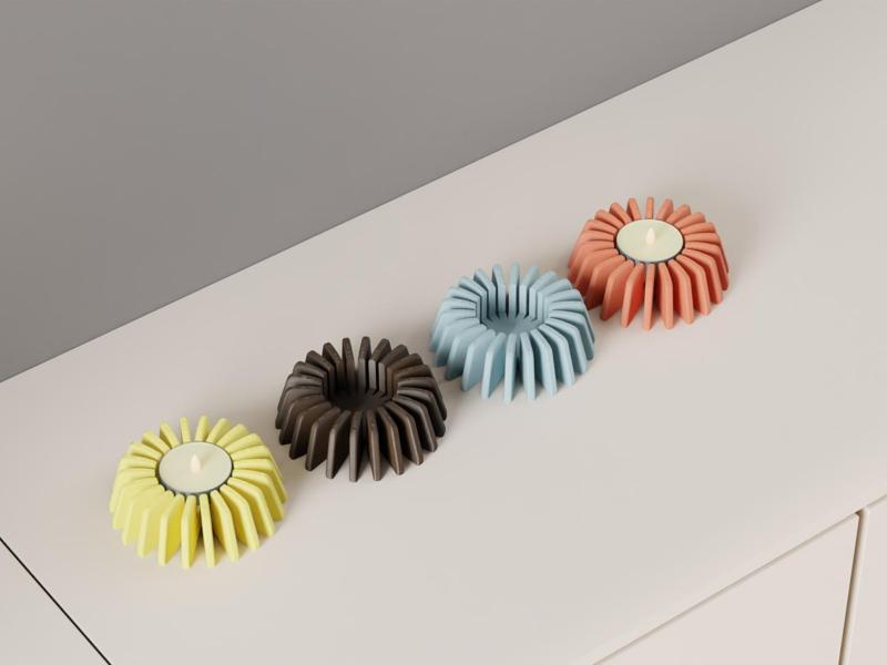 modern led candle holder. finned tealight