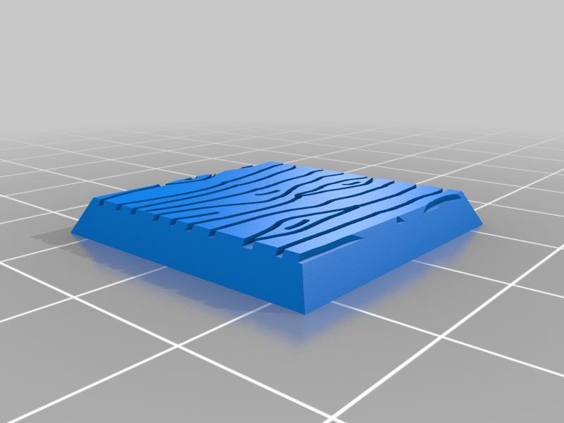 25mm Square Base with Wood Texture