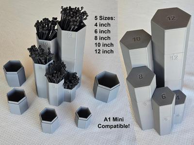 Zip Tie Container w/Lids - Holds 250+ in 5 sizes