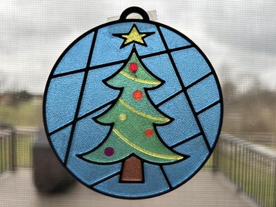 Stained Glass Christmas Tree Ornament - (Bambu AMS Print)