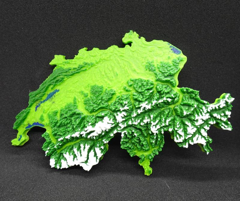3D Topographical Relief Map of Switzerland