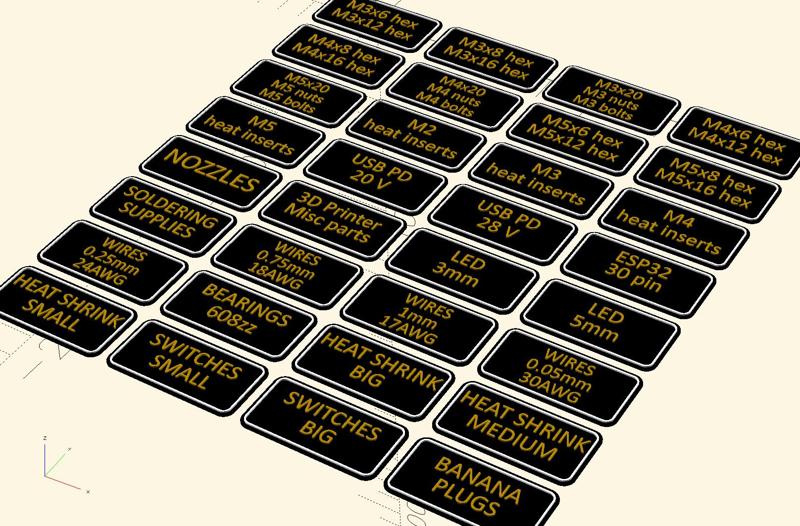 Parametric labels generator (OpenSCAD)