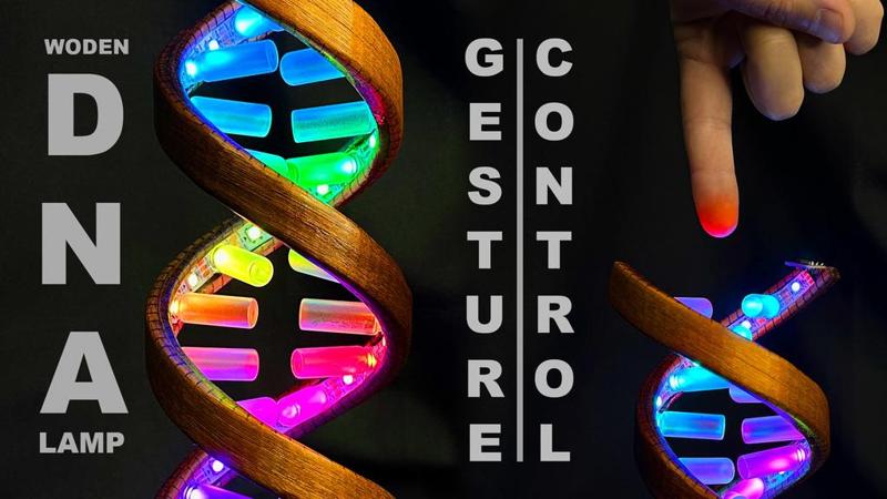 Gesture Controlled Wooden DNA Desk Lamp