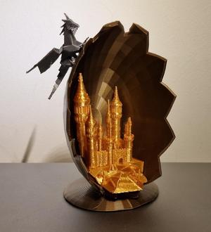 Castle in egg with dragon by Ed-sept7.
