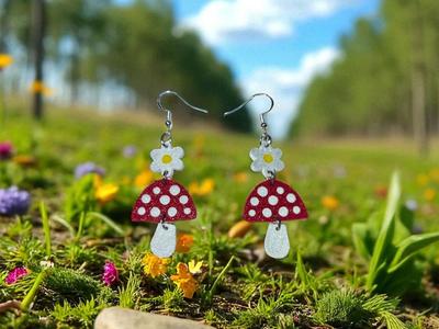 Mushroom flower earrings