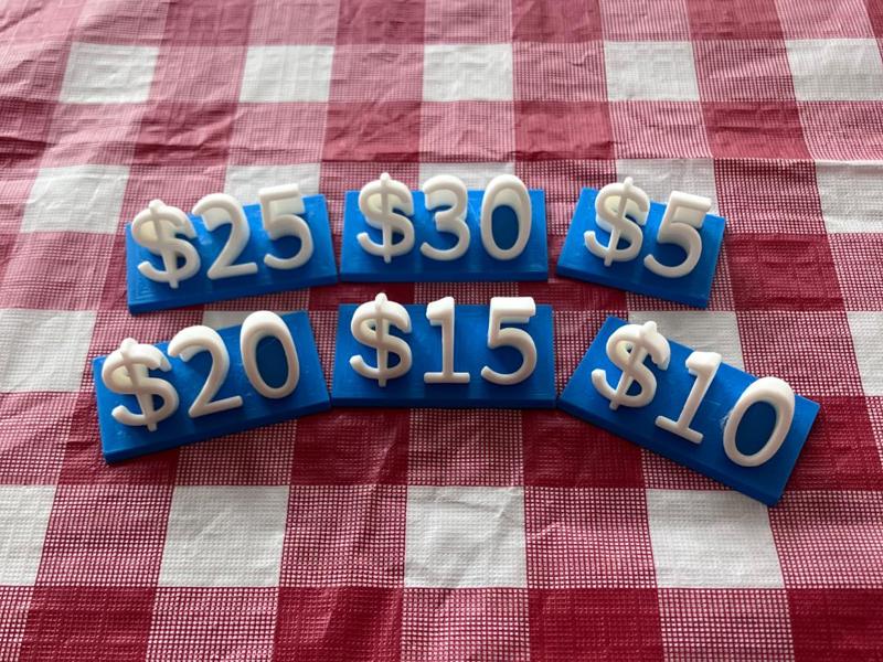 Craft fair price signs