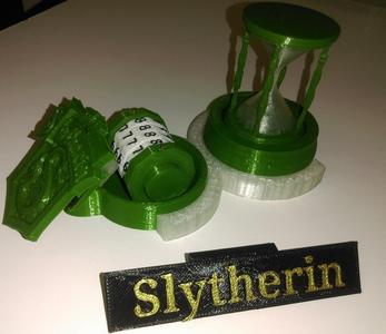 Harry Potter & the Philosopher’s Stone Board Game – Prototype – Slytherin House Points Hourglass & Base, House Points Counter & Base, Joiner, House Crest & House Placard