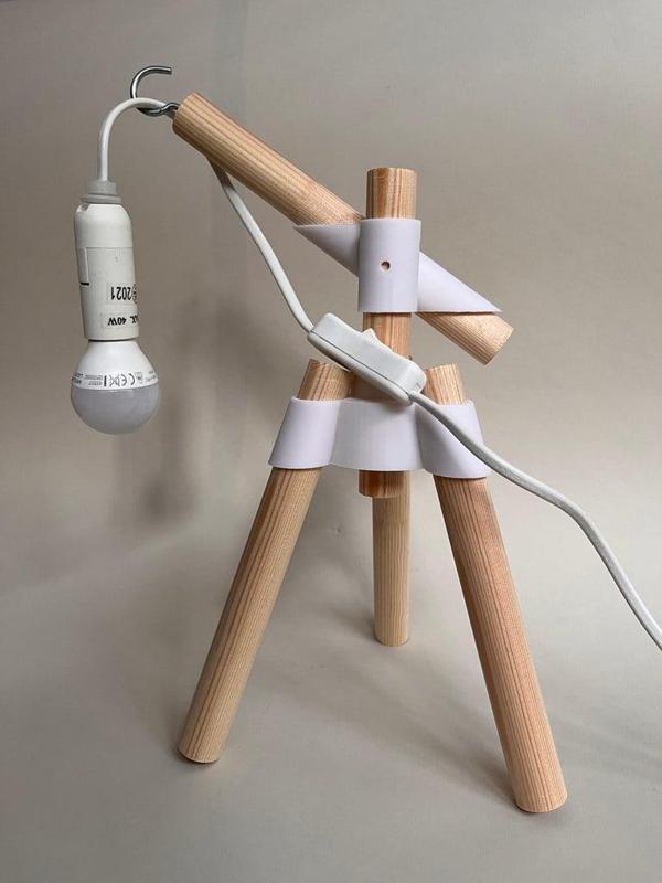 Wood Dowel Tripod Lamp