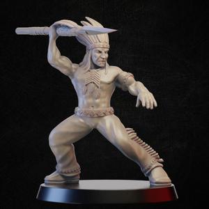 indian warrior throws spear