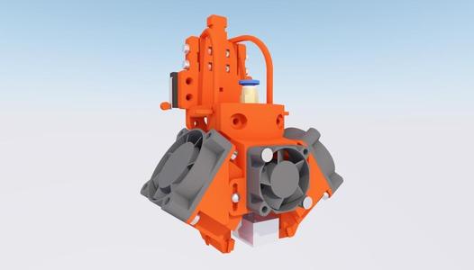 Extruder Hotend E3D Bowden with blowing and illumination