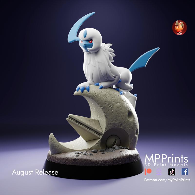 Absol on Lunatone Statue - presupported and multimaterial