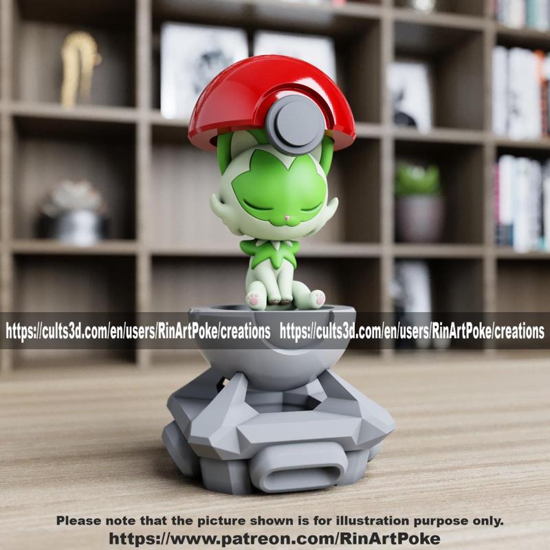 Sprigatito in the pokeball from Pokemon