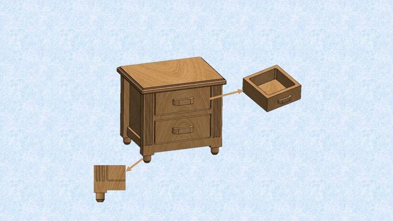 1/12 Dollhouse Furniture: Cabinet with two drawers
