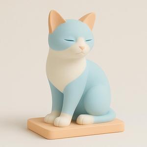 Minimalist Cat Figurine - Cute Pastel 3D Printable Animal Sculpture