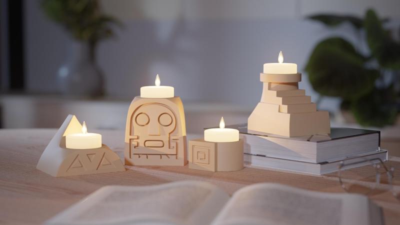 Mayan Light Candle Holder Set – Tealight Decor Inspired by Ancient Symbols