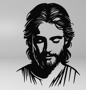 Line Art Jesus Face Looking Down – Religious Design, Stl and dxf file