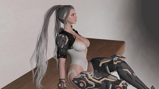Bunny Ultra Sit Pose without helmet 2 Long Ponytail:First Descendant Miniature