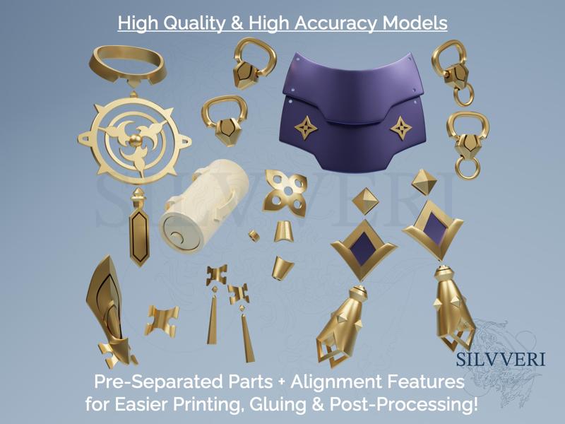 Scaramouche Accessories Bundle for Cosplay - Genshin Impact - Instant Download STL Files for 3D Printing