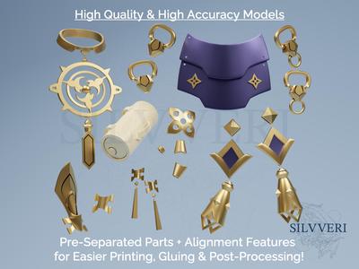 Scaramouche Accessories Bundle for Cosplay - Genshin Impact - Instant Download STL Files for 3D Printing