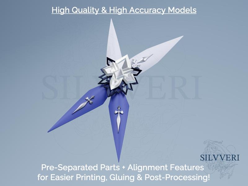 Eula Accessories Hair Clip Only for Cosplay (Mini Bundle) - Genshin Impact - Instant Download STL Files for 3D Printing