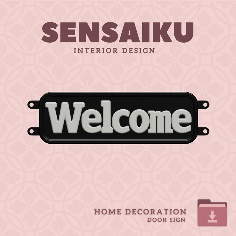 Welcome Door Sign – 3D Print File for DIY Home Decor | Sensaiku STL Design - 04. Welcome Sign - General 01 -  Style 04