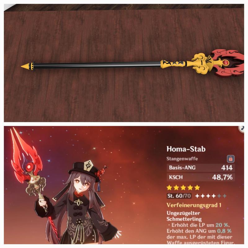 Genshin Impact - Homa Wand - Hu Tao Cosplay 1 to 1