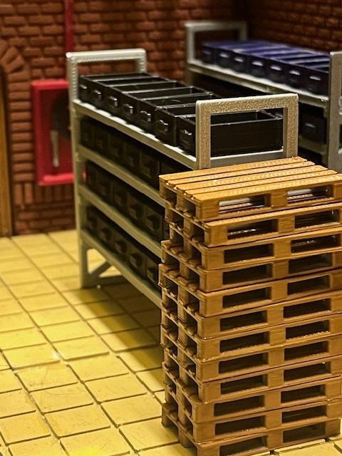 Storage rack with boxes Werstadt, Betreibswerk G-gauge, Gauge 1, Gauge 0, Gauge H0, also in PLA and Resine