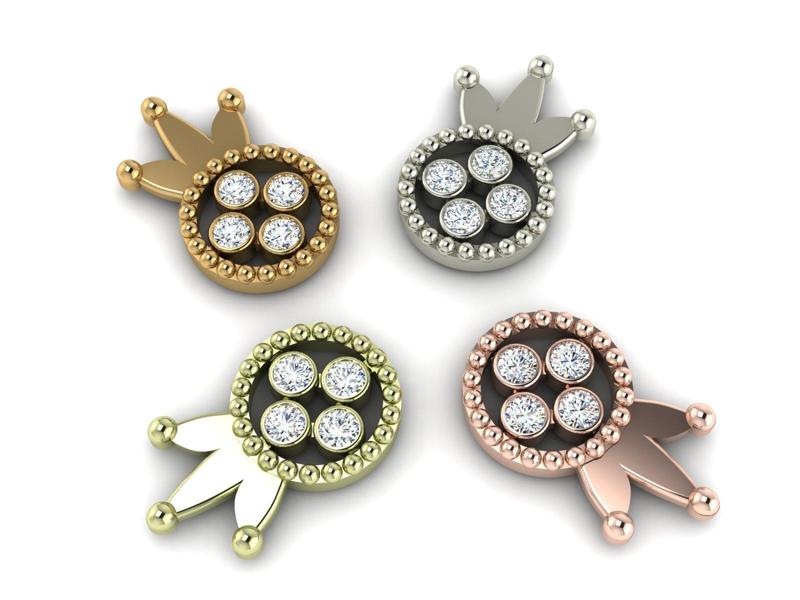 Crown earring or necklace pendant