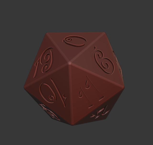 20-Sided Die Numbered 0-19