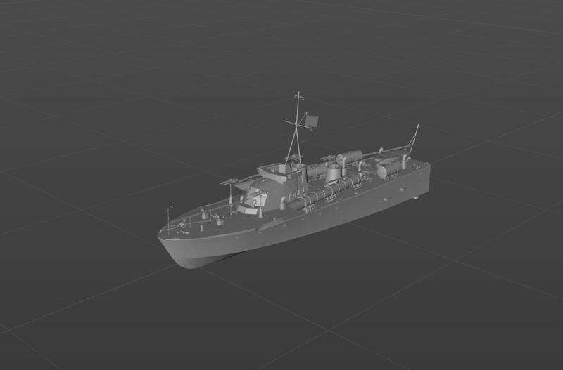 British MTB73 torpedo boat 3D model material