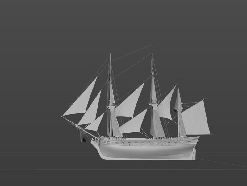 [Naval Action] Pirate_frigate sailboat digital model
