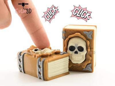 utie3D Halloween Spellbook With Skull Keycap Fidget Clicker Keychain - Cute Backpack Keychain
