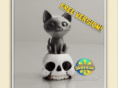 Cat on Skull-Serev3d