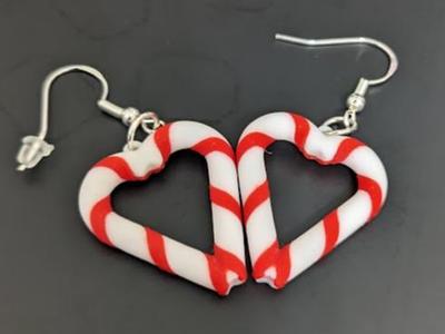 Candy Cane Heart Earrings