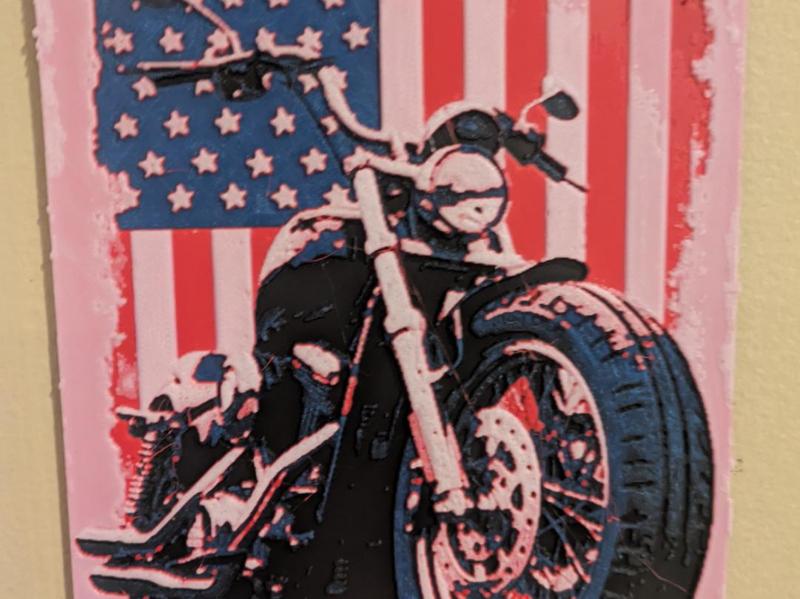 American flag motorcycle wall art