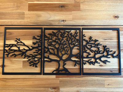 Line art triptych tree