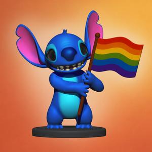 Stitch Pride Edition – Cute 3D Printable Figurine with Flag (STL)