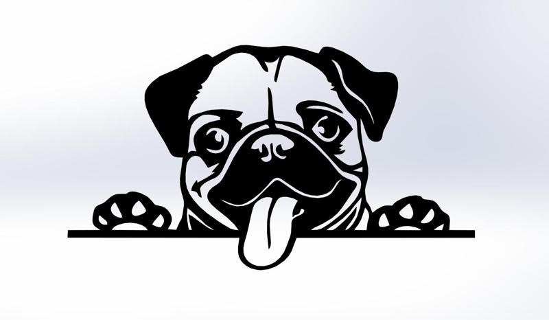 Pug, Wall art pug dog, line art pug, Pug Wall Decor, Gifts For Pug Lovers