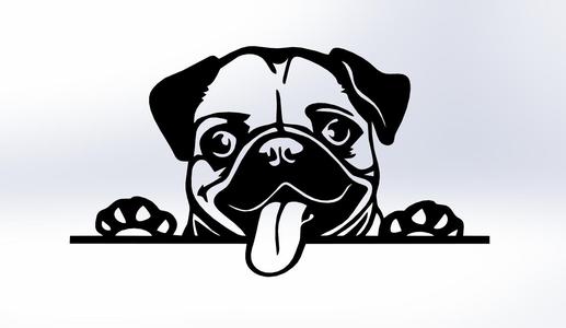 Pug, Wall art pug dog, line art pug, Pug Wall Decor, Gifts For Pug Lovers