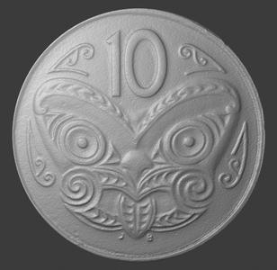 New Zealand, 10 Cts, Reverse, 3D Scan