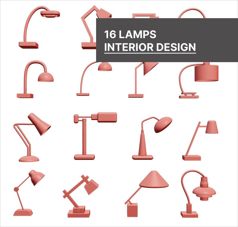 Pack of 16 designer lamps