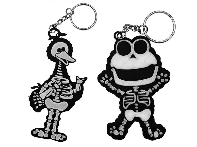 Elmo & Big Bird Skeleton Silhouettes / Keyrings
