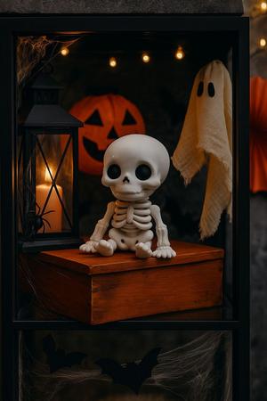 Helloweenskelett Knochenschädel Skelett