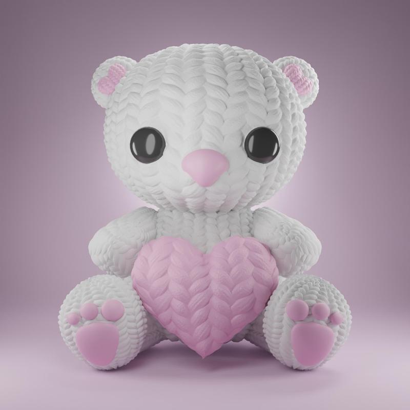 Wool bear with heart - PAWCRAFT