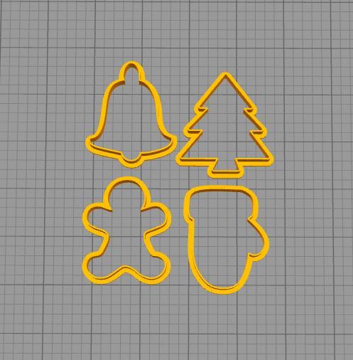 CUTTER COOKIE natal 6 cm (trees, glove, gingerbread man, bell)