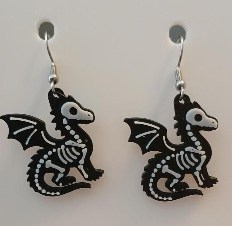 Skeleton Dragon – Halloween Earrings & Keychain STL (Non-AMS)